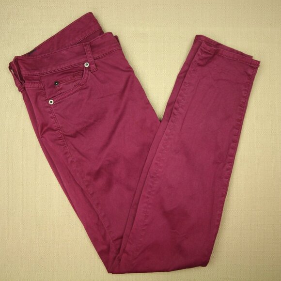 7 For All Mankind Women's Skinny Pants in Burgundy - Picture 1 of 11
